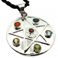 Chakra Gemstone Pentacle Pendant